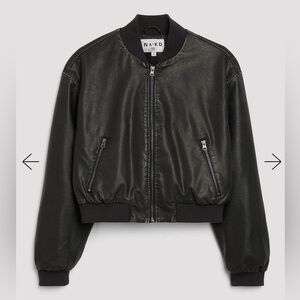 NA-KD Leather Bomber Jacket